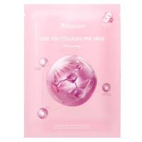 Маска для лица тканевая с рыбным коллагеном и витамином С JMsolution Pure Fish Collagen Pink Mask